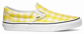Vans Classic Slip On (Gingham) Blazing Yellow/True White Petite Fit spring fresh