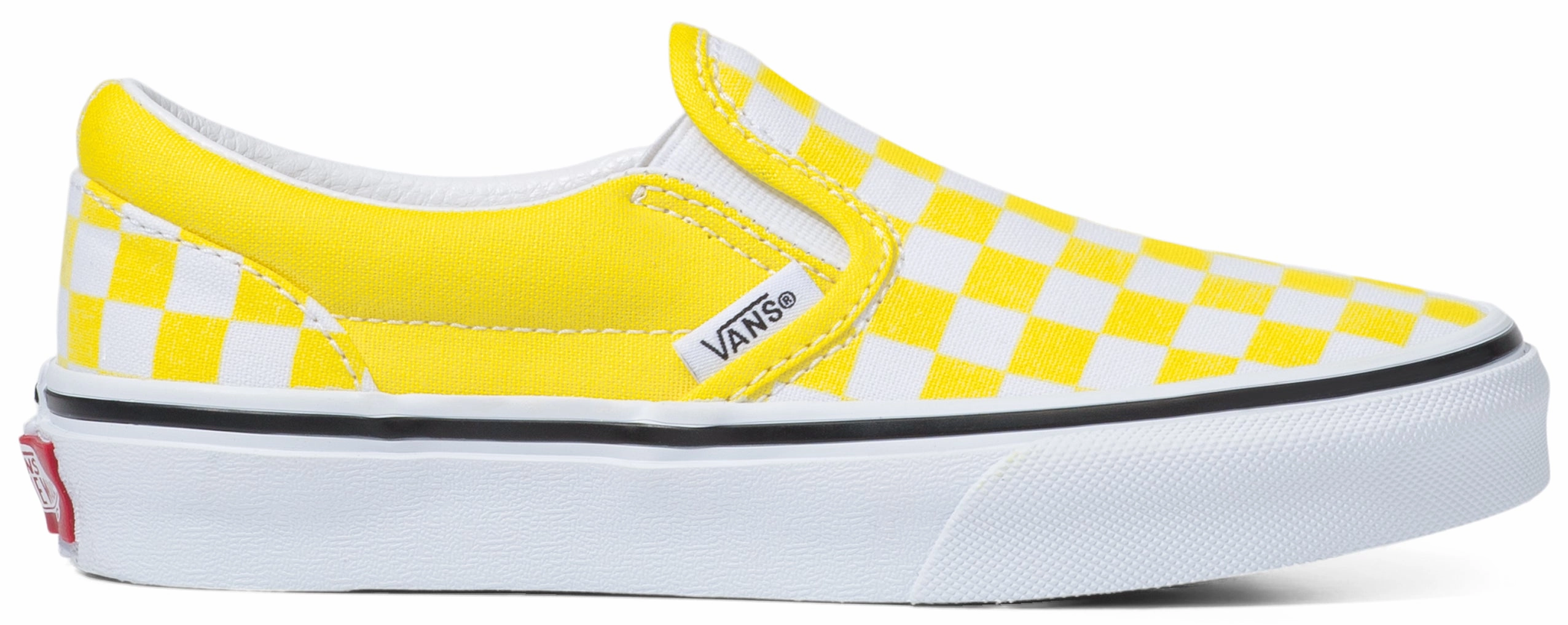 Vans Kids Classic Slip-On Checkerboard Blazing Yellow/True White Leather kids' shoes