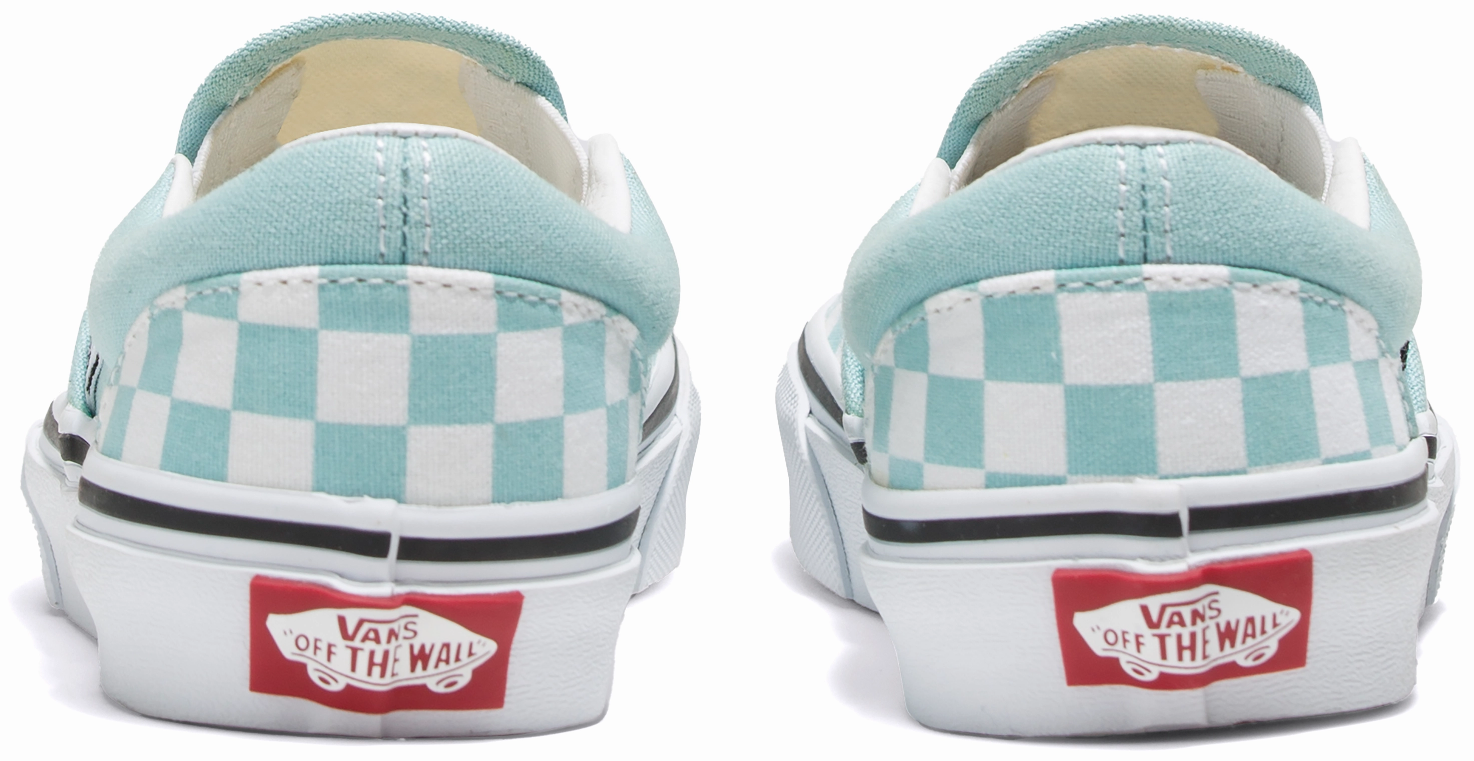 Satin Glow New Drop Vans Kids Classic Slip-On Checkerboard Canal Blue