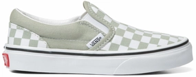 Velcro - closure kids' shoes Vans Kids Classic Slip-On Checkerboard Desert Sage