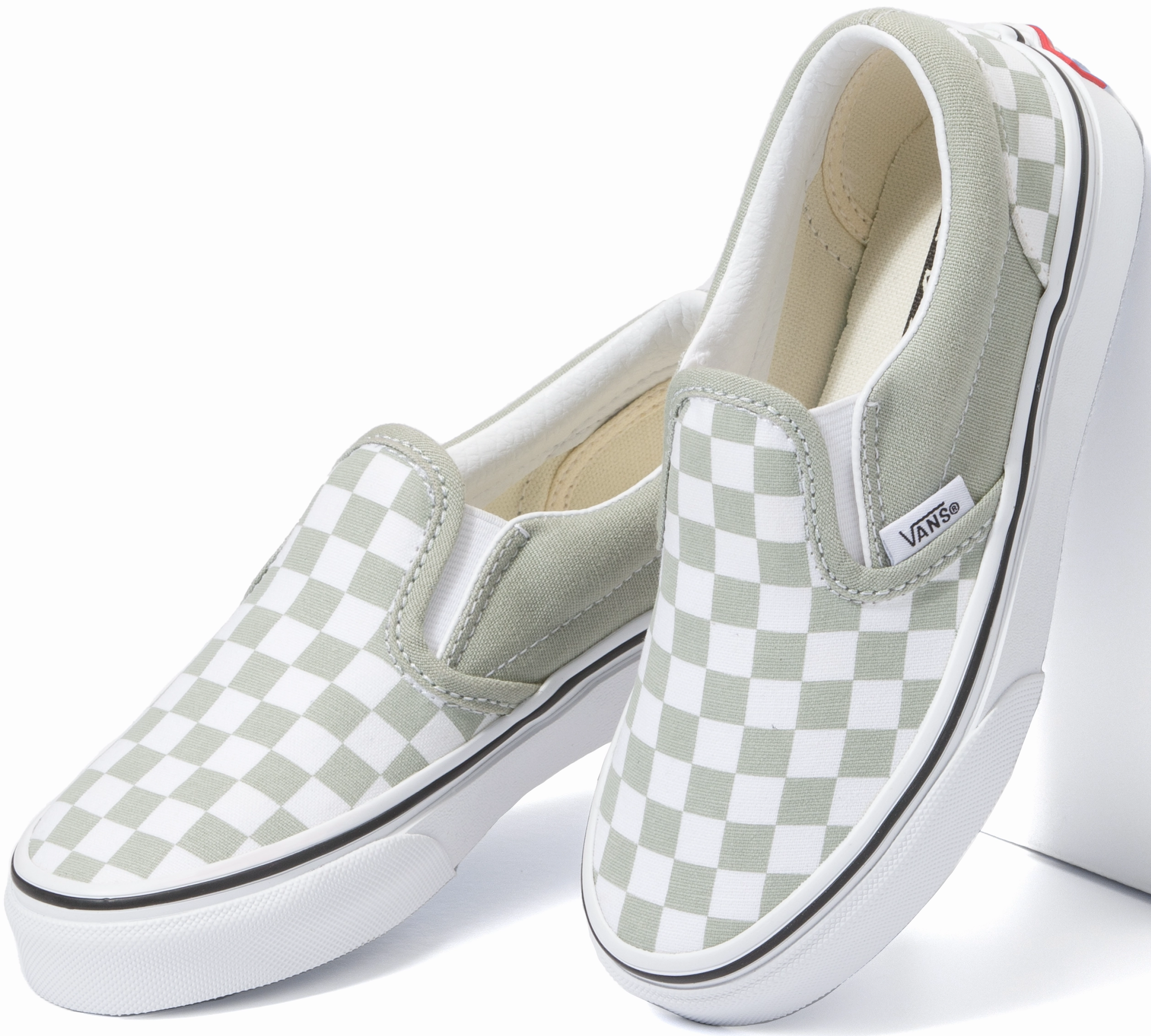 Vans Kids Classic Slip-On Checkerboard Desert Sage Hypoallergenic kids' stuff