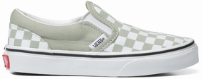 Velcro - closure kids' shoes Vans Kids Classic Slip-On Checkerboard Desert Sage