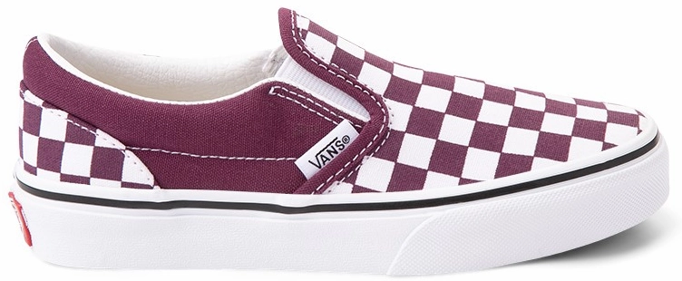 Wide fit Vans Kids Classic Slip-On Checkerboard Grape Wine
