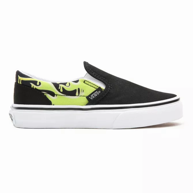 Mom Safe Timeless Fit Vans Kids Classic Slip On Green Slime/Black