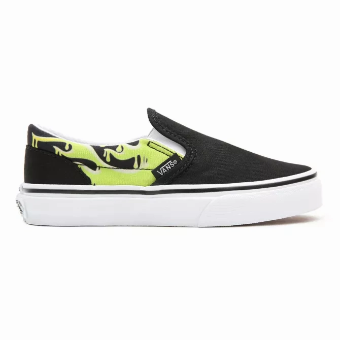 Vans Kids Classic Slip On Green Slime/Black Durable kids' shoes
