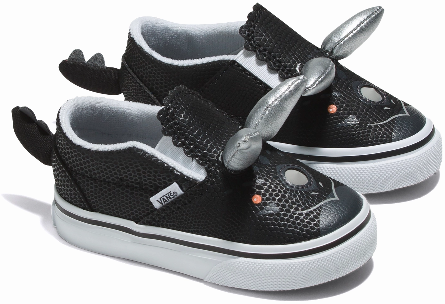 Vans Toddler Slip V Triceratops Black/White Fashionable Good Traction
