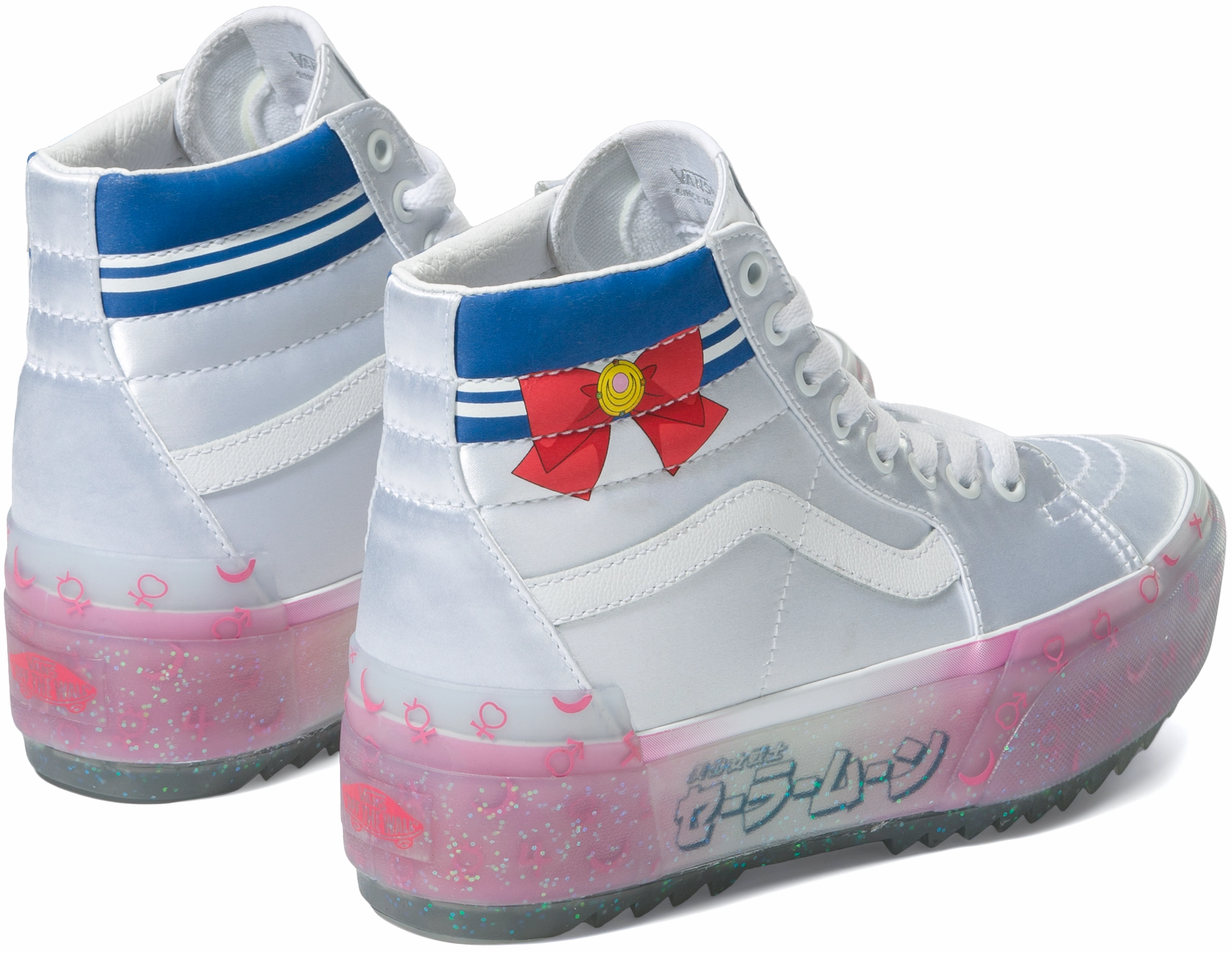 Best Seller Good Traction Vans X Pretty Guardian Sk8-Hi Stacked form Sailor Moon Satin White