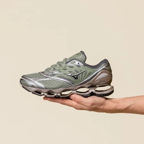 Mizuno - Wave Prophecy LS - Agave Green / Black / Iron evening run Secure fit