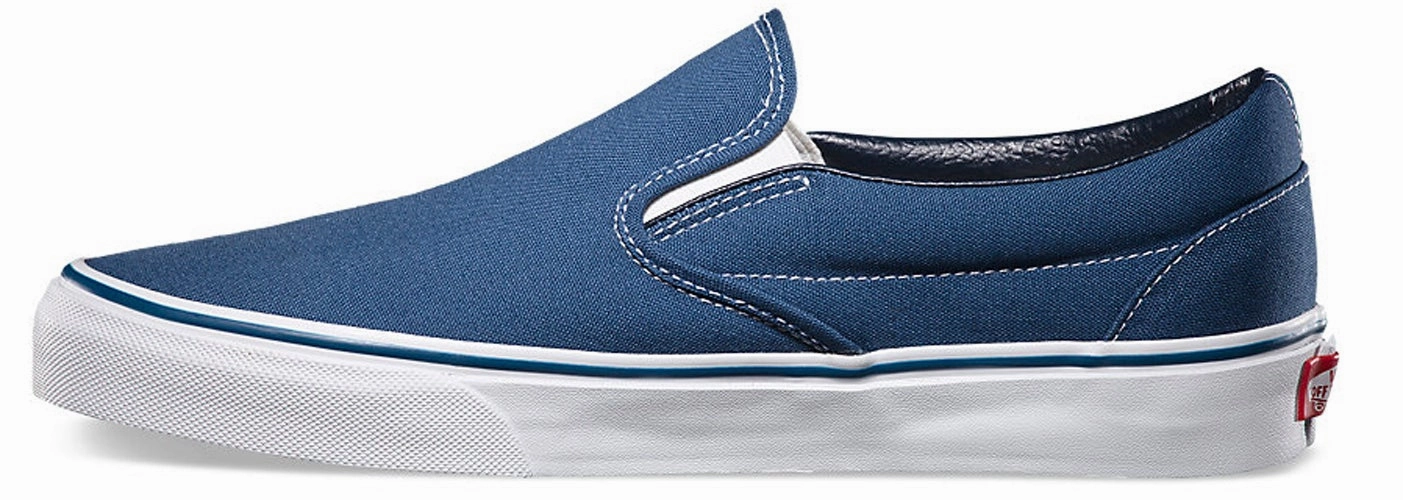 Wide Path Clean White Customizable Slip-On - Navy