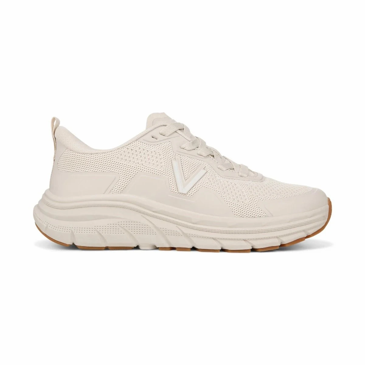 Vionic Women's  Walk Max Lace Up Sneaker Cream Ultra Cushioned Heel
