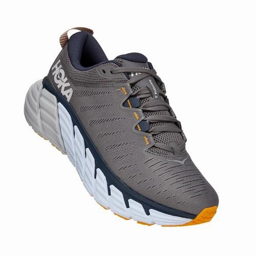 Air Mesh Bouncy midsole Hoka One One Men's Gaviota 3 Sneaker Charcoal Gray/Ombre Blue