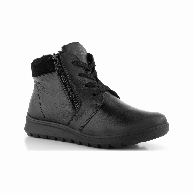 Multi Terrain Ara Women's Ankle Boots with Outer Zip and Lace Up Schwarz Toronto