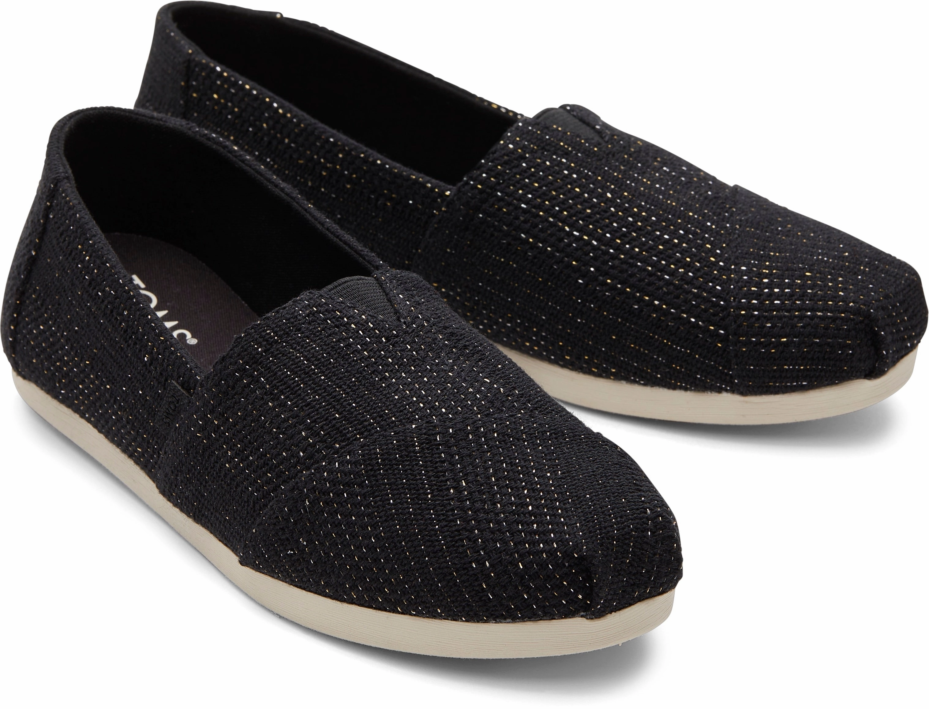 Sole Flexible Slip On Women's Alpargata Classic - Black Metallic Linen Stripe