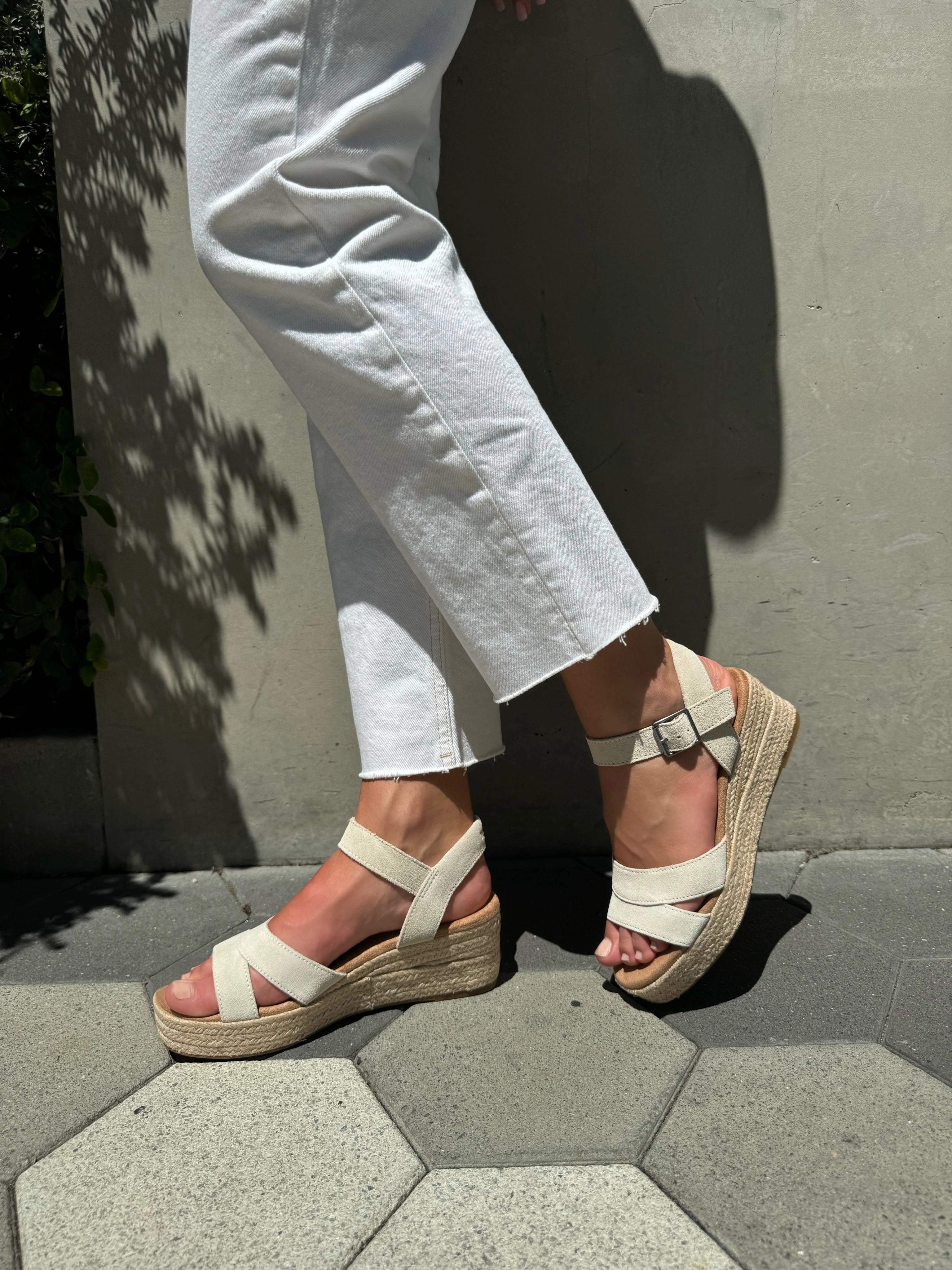 Audrey Espadrille Sandal - Natural Undyed Metallic Linen Stripe Comfortable fit Outfit Friendly