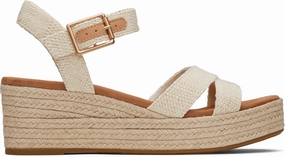 Fringe Swing Chic Mode Audrey Espadrille Sandal - Natural Undyed Metallic Linen Stripe