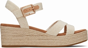 Fringe Swing Chic Mode Audrey Espadrille Sandal - Natural Undyed Metallic Linen Stripe
