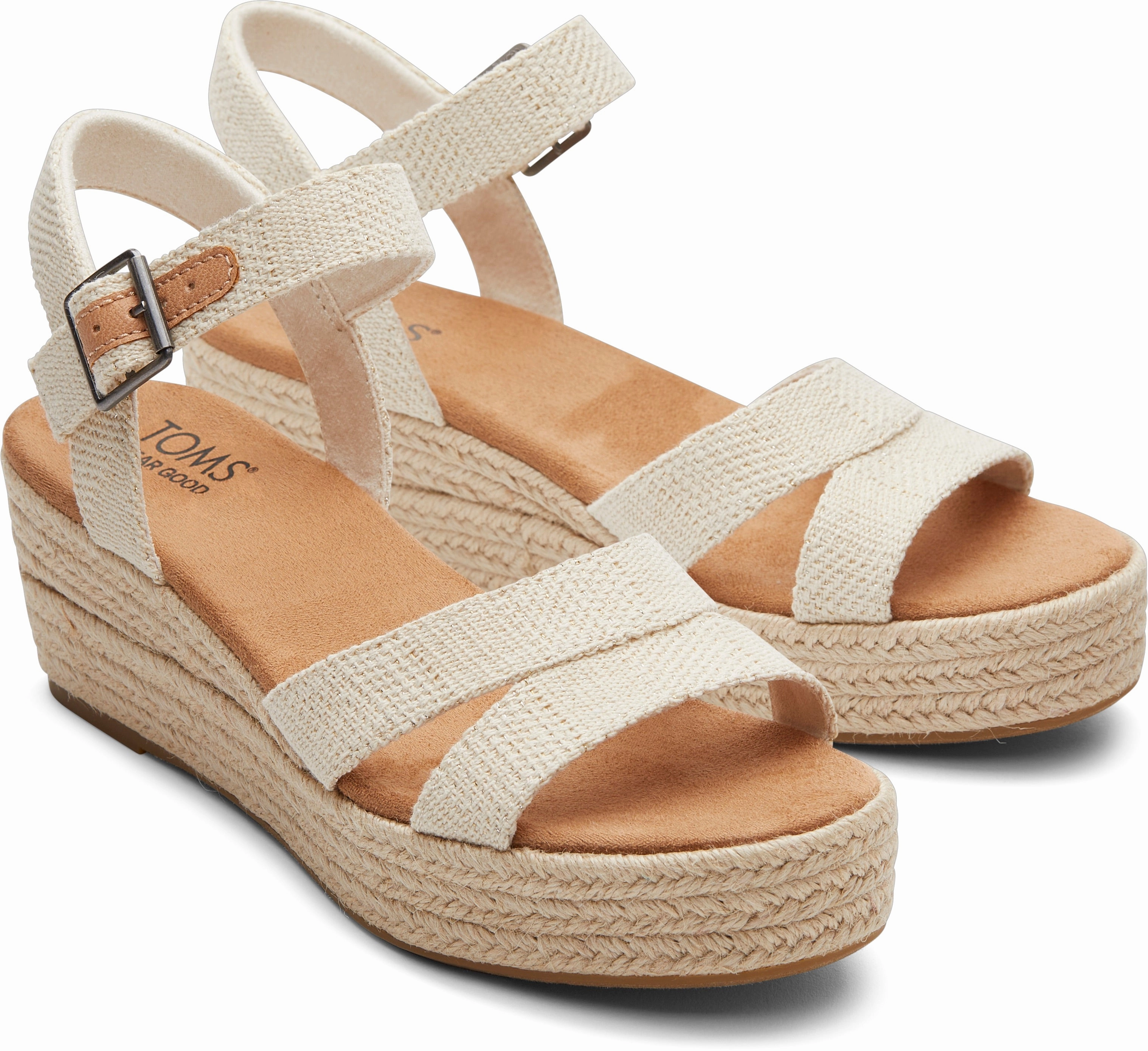 Soft Touch Audrey Espadrille Sandal - Natural Undyed Metallic Linen Stripe